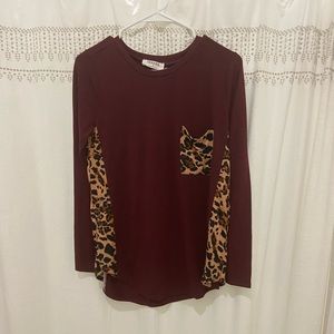 Maroon leopard print shirt